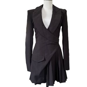 PLT Label Asymmetric Blazer Mini Dress Black Sz 8 UK 4 US